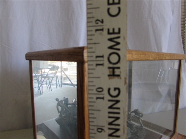 PEWTER PICKETT'S CHARGE SCULPTURE W/MIRRORED CASE