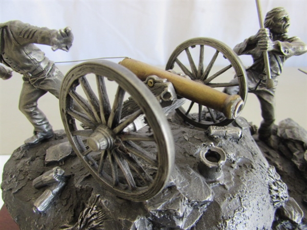 PEWTER PICKETT'S CHARGE SCULPTURE W/MIRRORED CASE