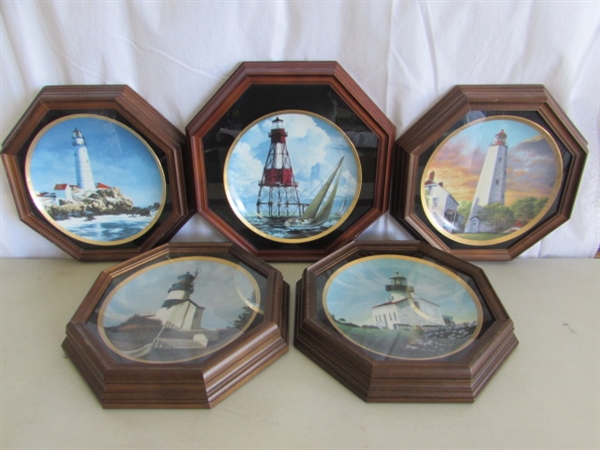 5 FRAMED LIGHTHOUSE COLLECTOR PLATES