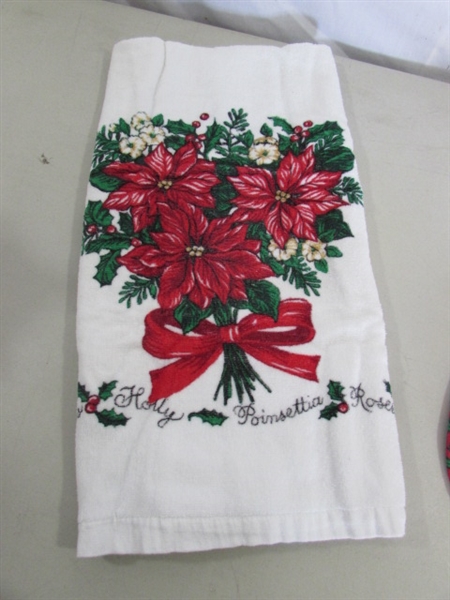 CHRISTMAS DECOR, TOWELS & DISHES