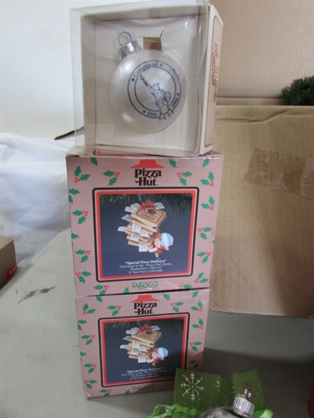 6.5' PRE LIT (CLEAR) ARTIFICIAL CHRISTMAS TREE & ASSORTED ORNAMENTS
