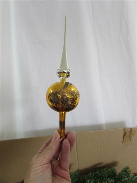 6.5' PRE LIT (CLEAR) ARTIFICIAL CHRISTMAS TREE & ASSORTED ORNAMENTS