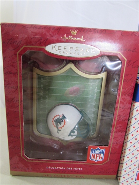 DOLPHINS & PACKERS CHRISTMAS ORNAMENTS
