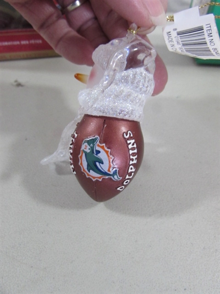 DOLPHINS & PACKERS CHRISTMAS ORNAMENTS