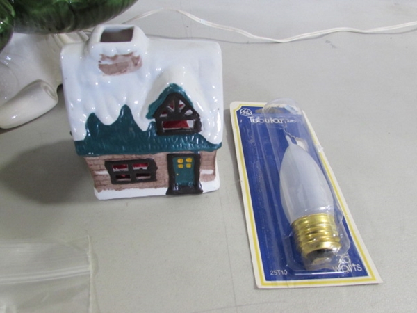 24 VINTAGE 3-PC CERAMIC CHRISTMAS TREE & VOTIVE HOLDER