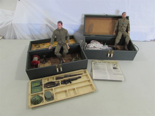 2 VINTAGE G.I. JOE DOLLS - 12 W/STORAGE