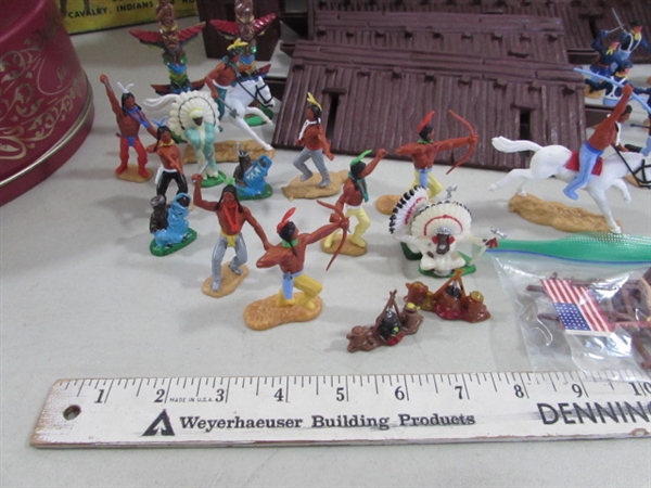 VINTAGE TOY SETS - FORT CHEYENNE, FORT GERONIMO & FORT LIBERTY W/FIGURINES