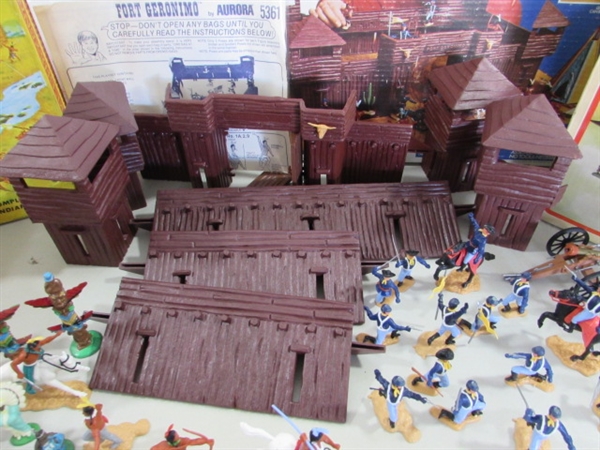 VINTAGE TOY SETS - FORT CHEYENNE, FORT GERONIMO & FORT LIBERTY W/FIGURINES