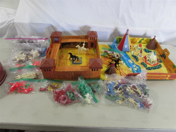VINTAGE TOY SETS - FORT CHEYENNE, FORT GERONIMO & FORT LIBERTY W/FIGURINES