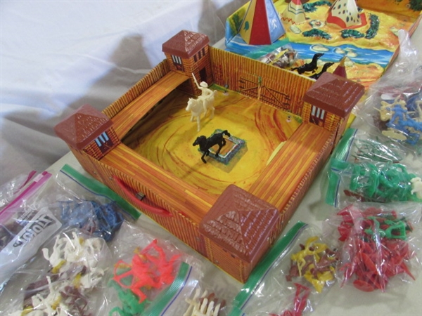 VINTAGE TOY SETS - FORT CHEYENNE, FORT GERONIMO & FORT LIBERTY W/FIGURINES
