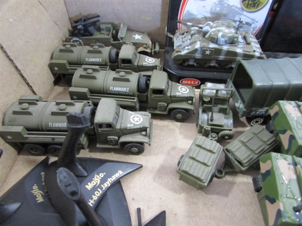 COLLECTION OF TOY OR HO SCALE MILITARY VEHICLES - MOSTLY DIECAST MODELS