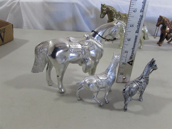VINTAGE TROPHY HORSE COLLECTION - MOST ARE METAL
