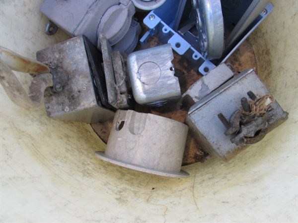 5-GALLON BUCKET W/ELECTRICAL ITEMS