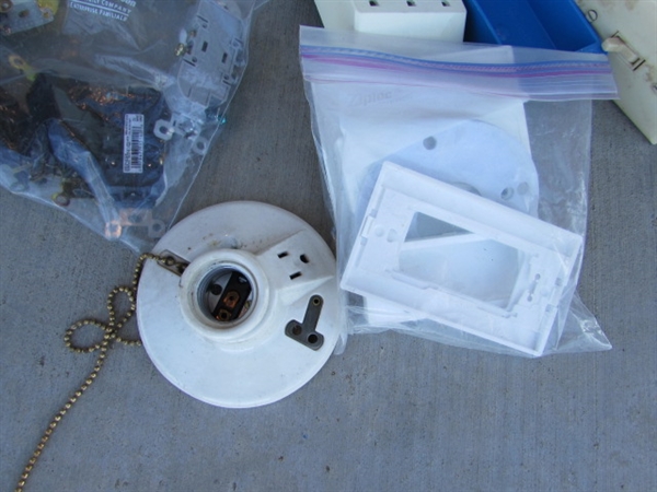 5-GALLON BUCKET W/ELECTRICAL ITEMS