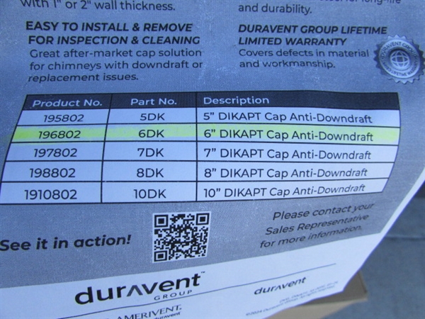 6 DIKAPT ANTI-DOWNDRAFT CHIMNEY CAP