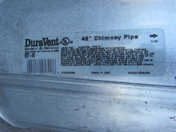 48 DURAVENT CHIMNEY PIPE