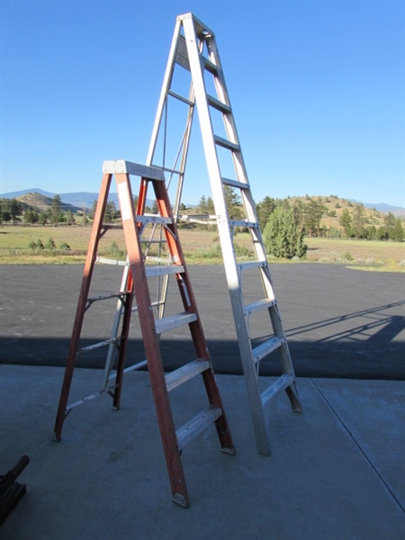 6' FIBERGLASS & 10' ALUMINUM A-FRAME LADDERS