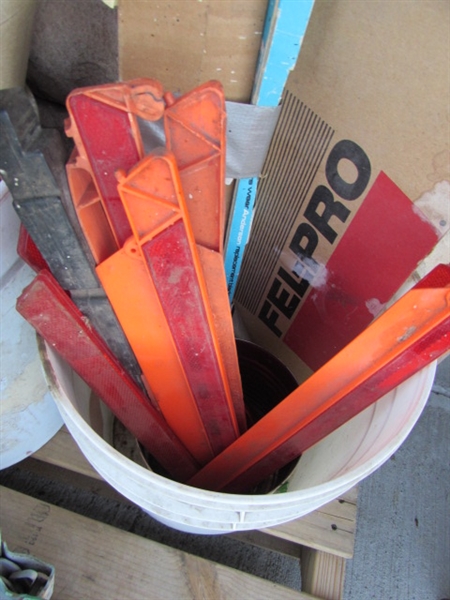 ASSORTMENT OF AUTOMOTIVE ITEMS, FENDER BLANKETS, GREASE GUNS & MORE