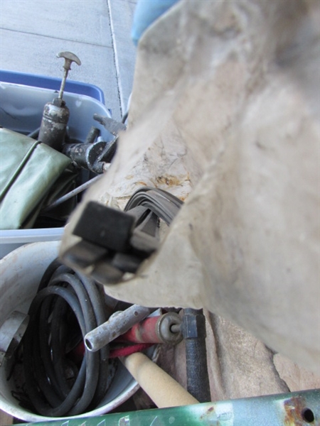 ASSORTMENT OF AUTOMOTIVE ITEMS, FENDER BLANKETS, GREASE GUNS & MORE