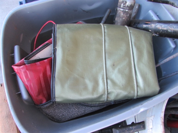 ASSORTMENT OF AUTOMOTIVE ITEMS, FENDER BLANKETS, GREASE GUNS & MORE