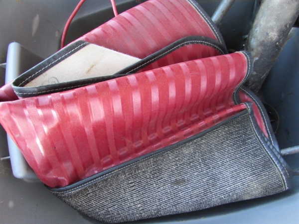 ASSORTMENT OF AUTOMOTIVE ITEMS, FENDER BLANKETS, GREASE GUNS & MORE