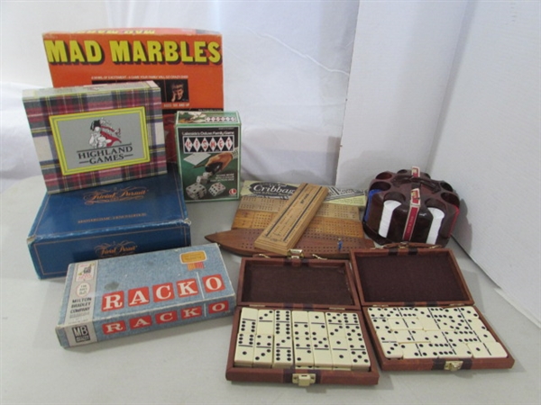 DOMINOES, CRIBBAGE BOARDS, POKER CHIPS & MORE