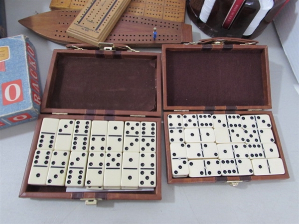 DOMINOES, CRIBBAGE BOARDS, POKER CHIPS & MORE