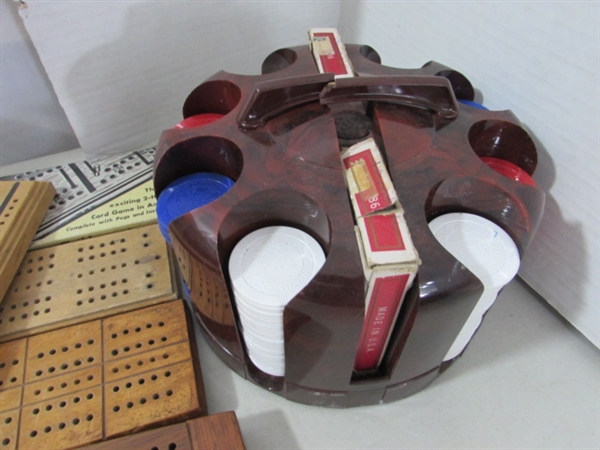 DOMINOES, CRIBBAGE BOARDS, POKER CHIPS & MORE