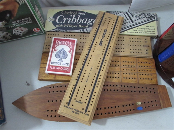 DOMINOES, CRIBBAGE BOARDS, POKER CHIPS & MORE