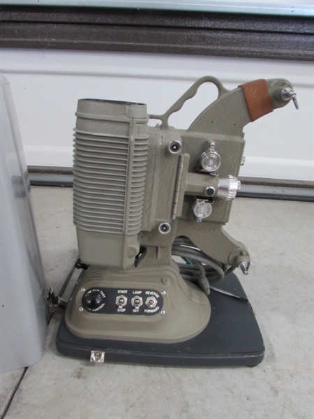 2 PROJECTOR SCREENS & DeJUR 8mm MOVIE PROJECTOR