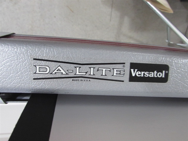 DA-LITE PROJECTOR SCREEN & KODAK SUPER 8 INSTAMATIC M50 PROJECTOR & FILM REELS