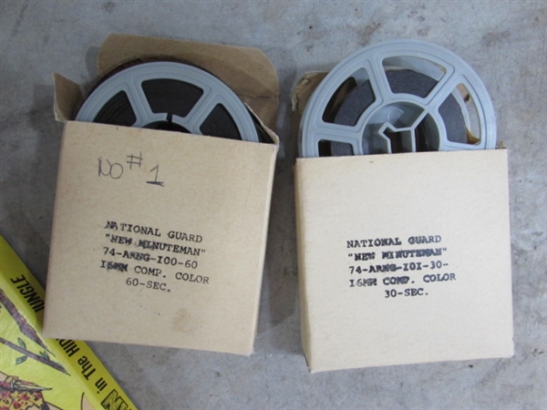 DA-LITE PROJECTOR SCREEN & KODAK SUPER 8 INSTAMATIC M50 PROJECTOR & FILM REELS