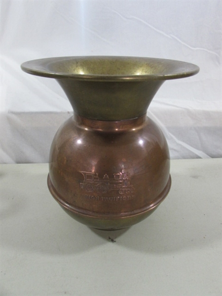 BRASS & COPPER SPITOON & BRASS POTS & KEY KEEPER