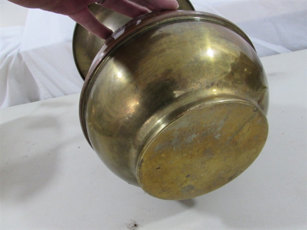 BRASS & COPPER SPITOON & BRASS POTS & KEY KEEPER