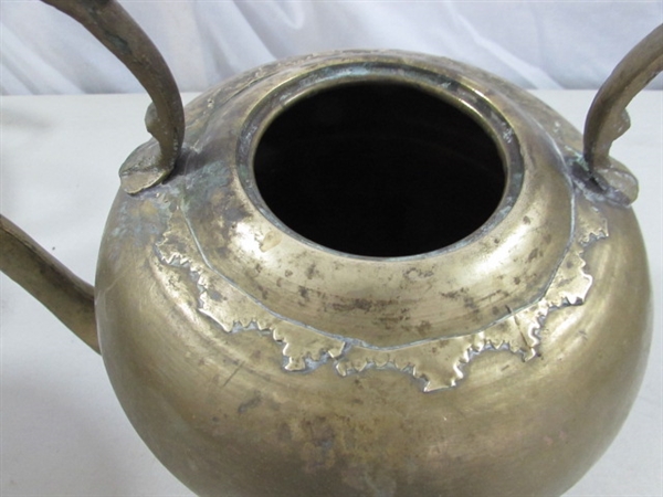BRASS & COPPER SPITOON & BRASS POTS & KEY KEEPER