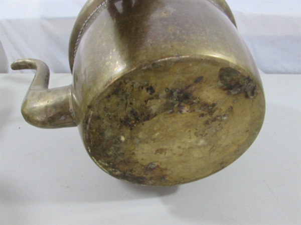 BRASS & COPPER SPITOON & BRASS POTS & KEY KEEPER