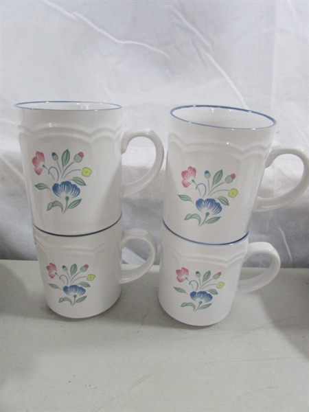 59 PIECE FLORAL EXPRESSIONS STONEWARE DINNERWARE