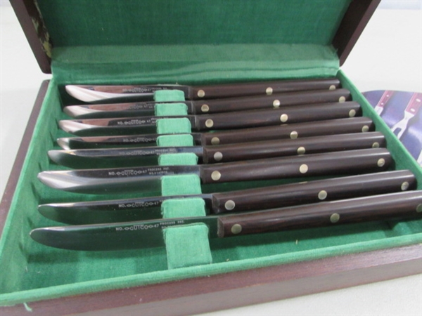 SET OF 8 VINTAGE CUTCO DINNER TABLE KNIVES IN CASE - NEW