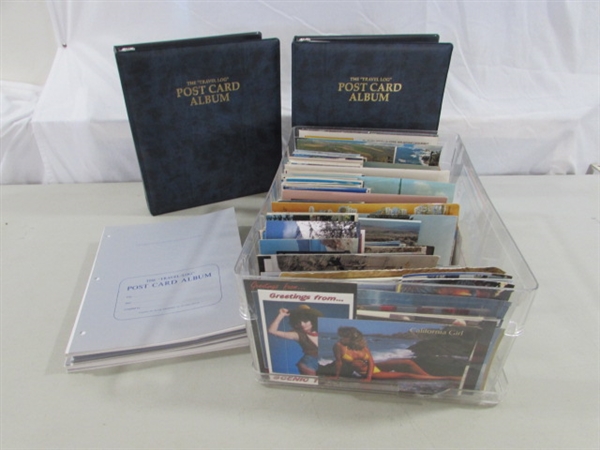 LARGE COLLECTION OF POSTCARDS & POSTCARD ALBUMS W/EXTRA PAGES
