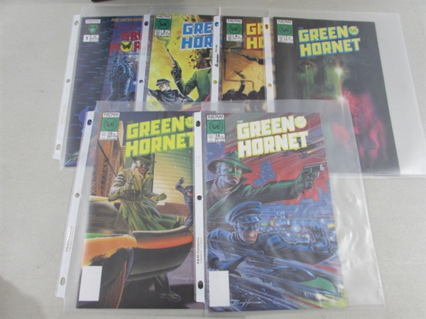 VINTAGE GREEN HORNET COMIC BOOKS + VARIOUS TRADING CARDS W/STORAGE BINDER