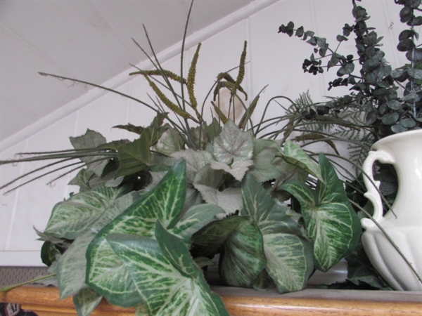 WHITE VASE & DECORATIVE FOLIAGE