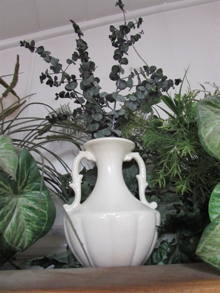 WHITE VASE & DECORATIVE FOLIAGE