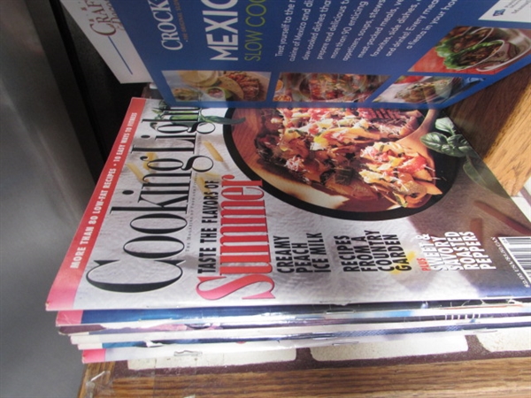 LARGE COLLECTION OF COOKBOOKS, MAGAZINES AND RECIPE CARDS FOR THE CROCKPOT