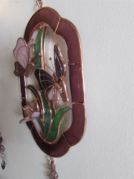 WINDOW HANGING VOTIVE HOLDER AND STAINED GLASS DECOR