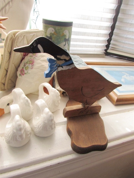 CERAMIC DUCKS, TOPPERS, NAPKIN RINGS AND MORE