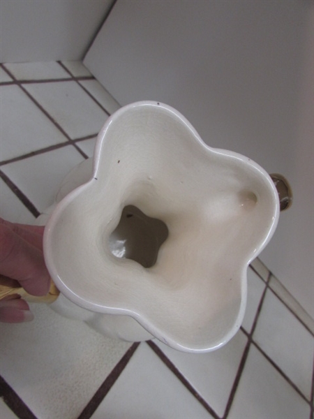 WHITE & GOLD TONE TEAPOT VASE, SOAP DISH, CANDLE HOLDER