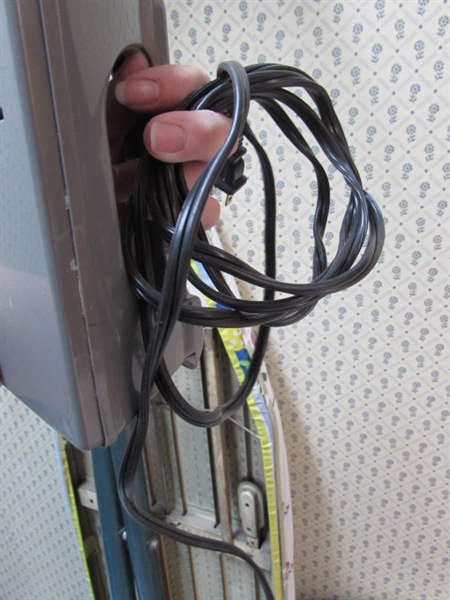 IRONING BOARD, CLOTHES HANGERS, IRON AND STEAMER