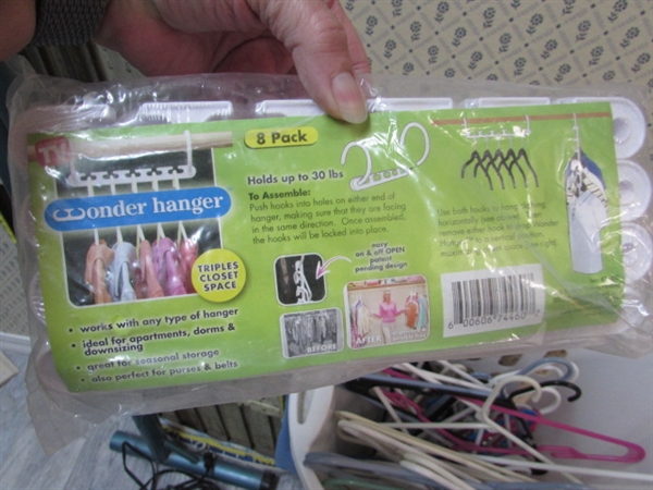 IRONING BOARD, CLOTHES HANGERS, IRON AND STEAMER