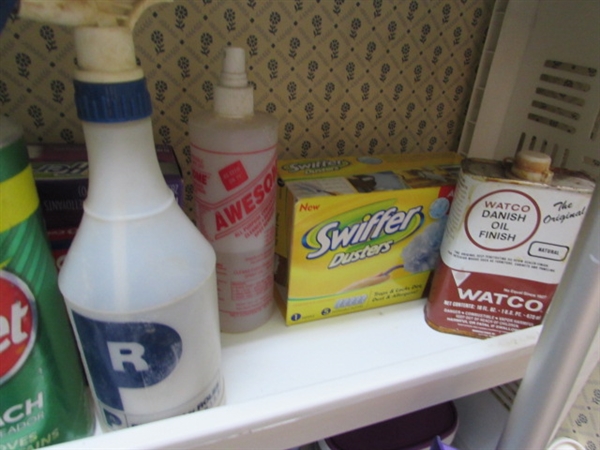 CLEANING SUPPLIES AND UTILITY CART