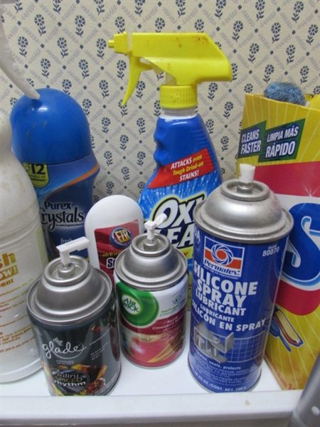 CLEANING SUPPLIES AND UTILITY CART